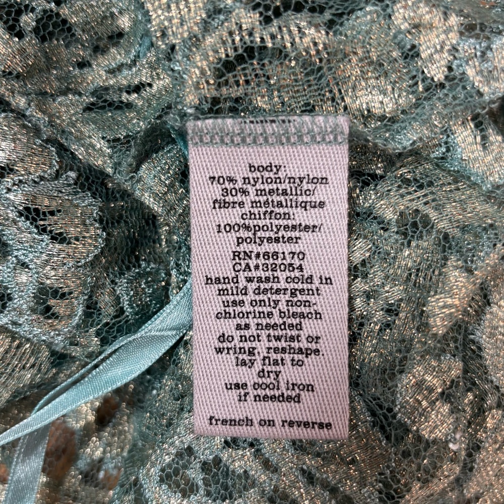 Urban Outfitters Ecote Lace Tiered Nylon Metallic Teal Tank Top Small Fairy - Picture 6 of 7